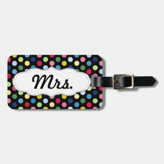 Mr.とMrs.ラゲッジタグ – 彼女の – カラフル水玉模様 ラゲッジタグ (正面横)