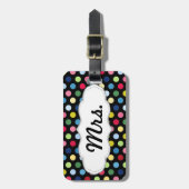 Mr.とMrs.ラゲッジタグ – 彼女の – カラフル水玉模様 ラゲッジタグ (正面縦)
