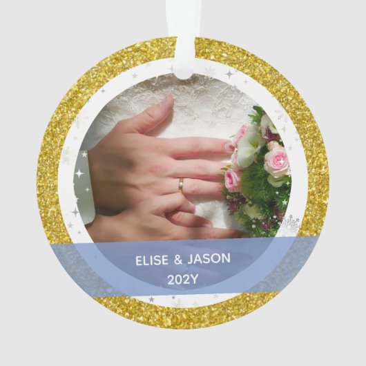 Mr.とMrs.2のクリスマスとして楽しく最初の写真の後 オーナメント (裏面)