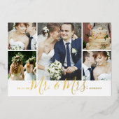 Mr.とMrs. 5写真の感謝のフォイル結婚カード 箔シーズンカード (正面)
