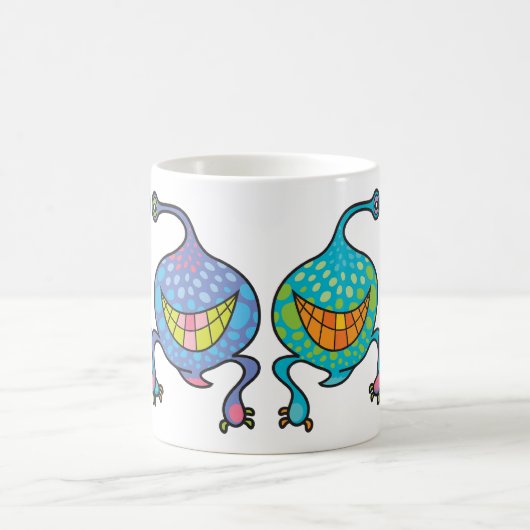 Mr.とMrs. Blob漫画おもしろいエイリアンギフトマグ コーヒーマグカップ (中央)