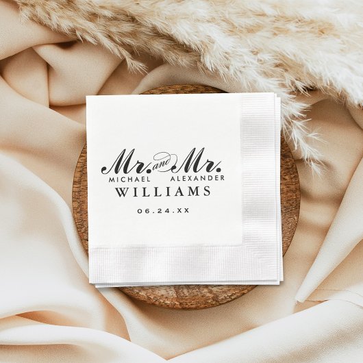 Mr.エレガントとMr.ブラック・カスタム・ウェディング・モノグラム 縁ありカクテルナプキン