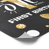 Mr.オネダーフル誕生日ウェルカムサインボーイブラック金ゴールド ポスター (角)