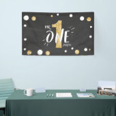 Mr.オネダーフル誕生日バナーボーイブラック金ゴールド 横断幕 (トレードショー)