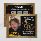 Mr.オネダーフル・ファースト誕生日招待状 インビテーションポストカード (正面/裏面)