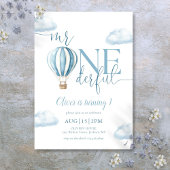 Mr.オンダーフルブルーホットエアバルーンボーイ第1誕生日 招待状