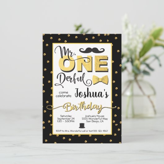 Mr.オンダーフル1歳の誕生日パーティの招待状 招待状 (スタンド正面)