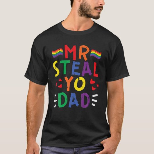 Mr.スティールヨパパレインボーフラッグプライド月ゲイLGBTQ Tシャツ (正面)