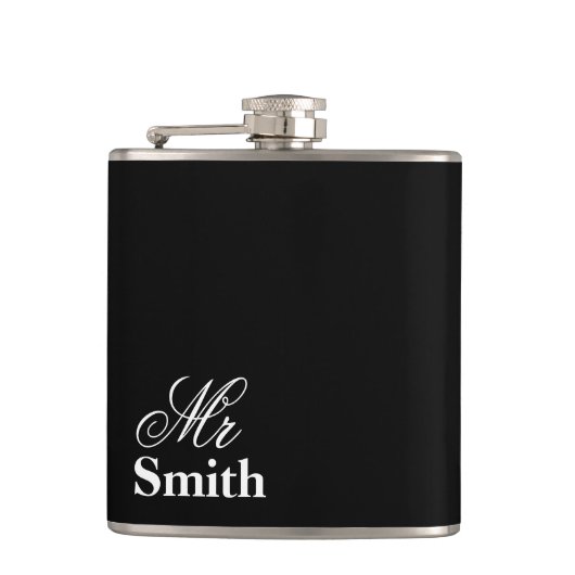 Mr.パーソナライズされた Name Black フラスク (正面)