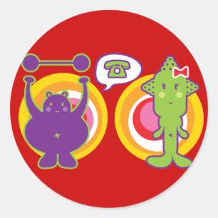 Mr.パープル&グリーン恋しく思クワイカートカートキャラクター ラウンドシール