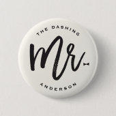 Mr.ブラシスクリプトボウタイ結婚のバチュラーパーティ 缶バッジ (正面)