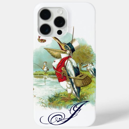 MR.ペリカン魚釣りモノグラム、ホワイト Case-Mate iPhoneケース (裏面)