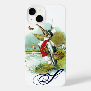 MR.ペリカン魚釣りモノグラム、ホワイト Case-Mate iPhone 14ケース