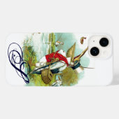 MR.ペリカン魚釣りモノグラム、ホワイト Case-Mate iPhoneケース (裏面 (横))