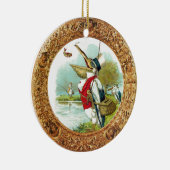 MR.ペリカン魚釣り金ゴールド写真テンプレート セラミックオーナメント (右)