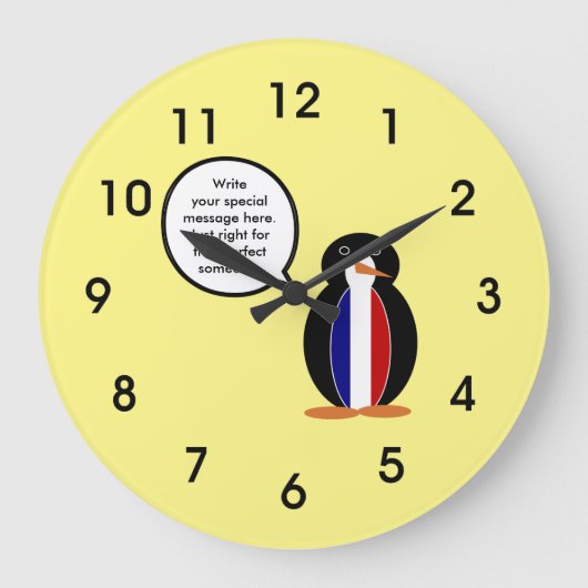 Mr.ペンフランスのギンを話す国旗 ラージ壁時計 (正面)