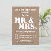 Mr.ミセスタイポグラフィクラフト紙ウェディングシャワー 招待状 (スタンド正面)