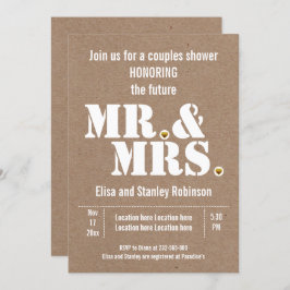 Mr.ミセスタイポグラフィクラフト紙ウェディングシャワー 招待状