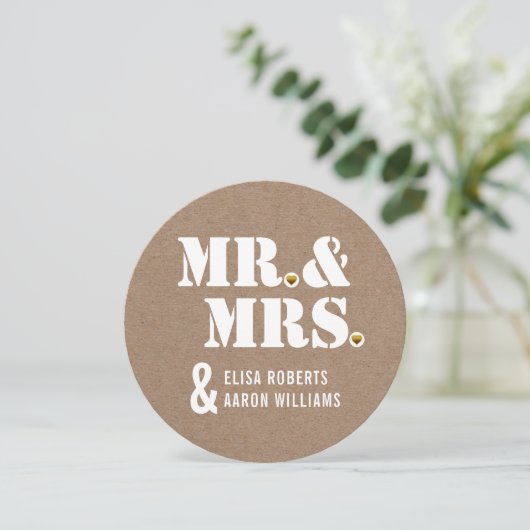 Mr.ミセスモダンタイポグラフィクラフト紙結婚ズ 招待状 (スタンド正面)