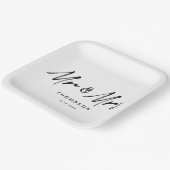 Mr.&ミセスモダン白黒ス結婚クリプト ペーパープレート (傾斜あり)