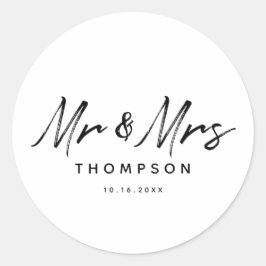 Mr.&ミセスモダン白黒ス結婚クリプト ラウンドシール