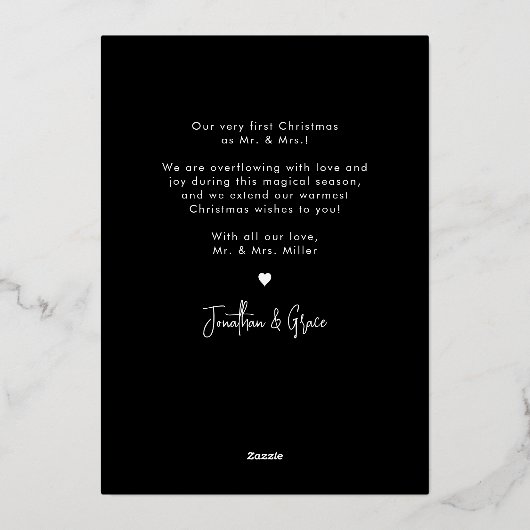 Mr.&ミセス初めてのクリスマスモダンレトロタイポグラフィ 箔シーズンカード (裏面)