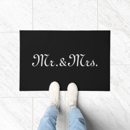 Mr.ミセス白黒カスタムスクリプエレガントト ドアマット