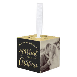 Mr.ミセス結婚した・リッ結婚ト・クリスマスの写真 キューブオーナメント