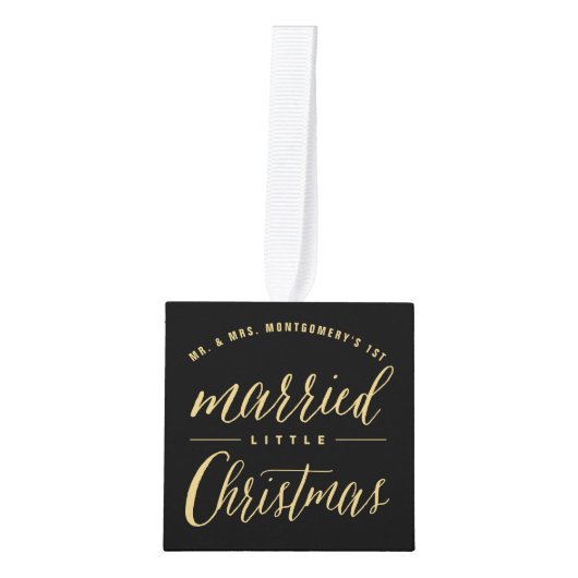 Mr.ミセス結婚した・リッ結婚ト・クリスマスの写真 キューブオーナメント (正面)