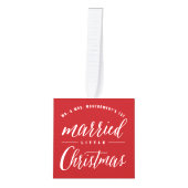 Mr.ミセス結婚した・リッ結婚ト・クリスマスの写真 キューブオーナメント (正面)