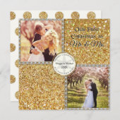 Mr.ミセス金ゴールドきらめくグリッタークリスマスフォト シーズンカード (正面/裏面)