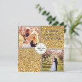 Mr.ミセス金ゴールドきらめくグリッタークリスマスフォト シーズンカード (スタンド正面)