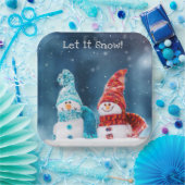 Mr.&ミセス雪だるまカスタム紙プレート ペーパープレート (パーティー)