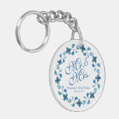 Mr.ミセス・ブルー・ウォーター・カラー・フローラ結婚・キーチェーン キーホルダー (正面左)