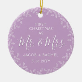 Mr.ミセス・ラベンダー葉の第1回クリスマスフォト セラミックオーナメント