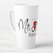 Mr.ミセス・名前をカスタムするエレガントモダン・ツートン カフェラテマグ (左アングル)