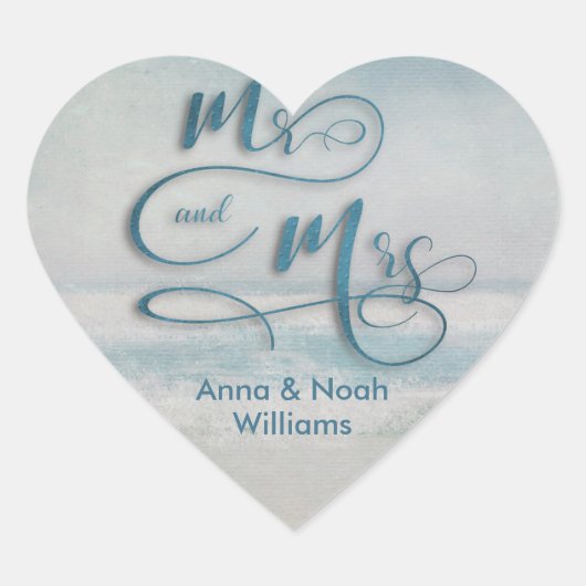 Mr.ミセス・海の水色 ハートシール (正面)