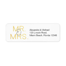 Mr.ミセス・金ゴールドエレガントタイポグラフィ結婚ズ