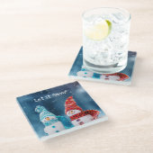 Mr.ミセス・雪だるまカスタム・グラス・コースター ガラスコースター (アングル)