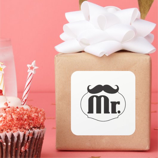 Mr.ムスタヒーレトロヴィンテージヒップスターの贈り物 スクエアシール (パーティー)