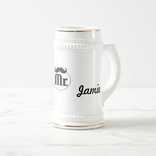 Mr.ムスタヒーレトロヴィンテージヒップスターの贈り物 ビールジョッキ (正面右)