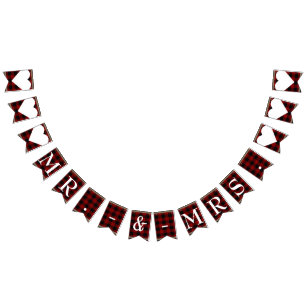 Mr.レッド・ブラック・バッファロー・プレイド結婚の バンティングフラッグ