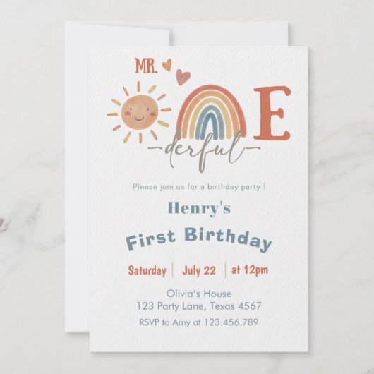 Mr.ワンダーフル少年の最初の誕生日招待状 招待状 (正面)