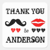 Mr.唇と口ひげ夫人の結婚式の引き出物 スクエアシール (正面)