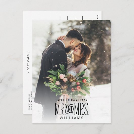 Mr.新婚の手書きの写真クリスマス シーズンポストカード (正面/裏面)