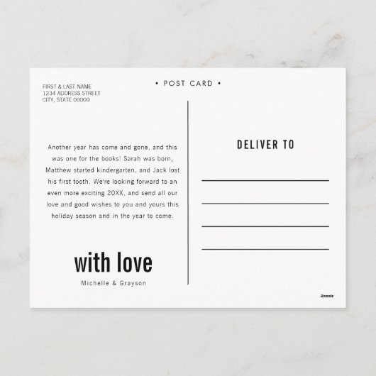 Mr.新婚の手書きの写真クリスマス シーズンポストカード (裏面)