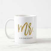 Mr.書道の金ゴールドパーソナライズされたマグ コーヒーマグカップ (左)