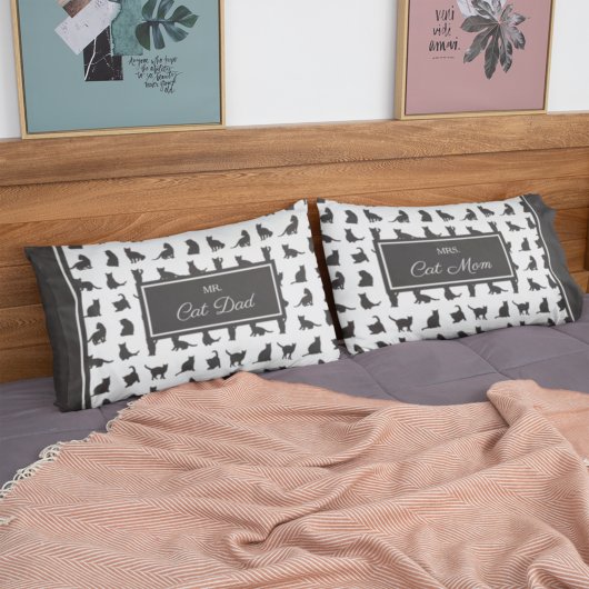 Mr.猫ママとパパ白黒パターン 枕カバー