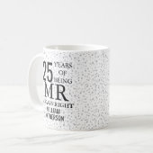 Mr. Always Rightおもしろい25周年シルバーハート コーヒーマグカップ (正面左)