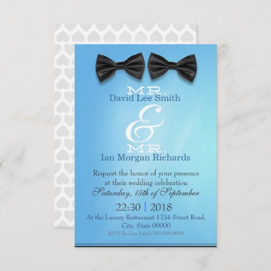 Mr and Mr with bows 招待状 (正面/裏面)